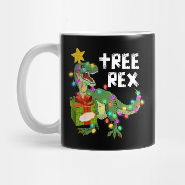 Funny Christmas Dinosaur Tree Rex light around the Christmas tree Tree Rex Gift Box by mittievance